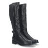 Botas altas negras de tacón bajo correa y hebilla para mujer ZS-92