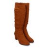 Botas altas tacón medio cómodo para mujer color camel ZS-93