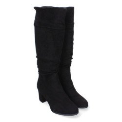 Botas altas tacón medio cómodo para mujer color negro ZS-93