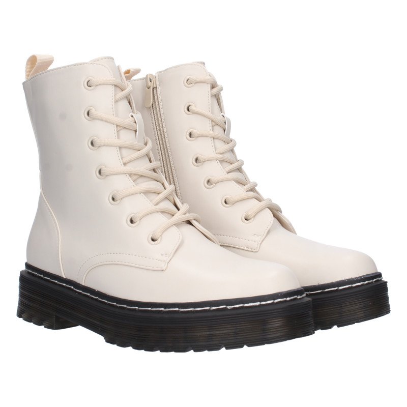 Botas militares suela track transparente mujer color beige ZS-98