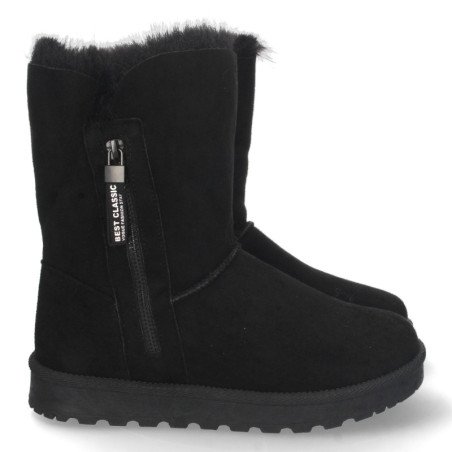 Botas australianas forradas en pelo y cremallera mujer color negro