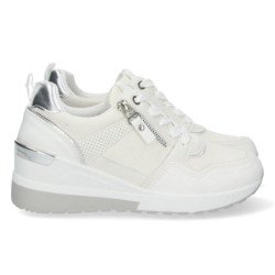 Zapatillas de cuña diseño plateado y color blanco