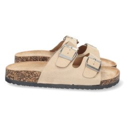 Sandalias planas comodas anatomicas para mujer color beige 1AY-1056