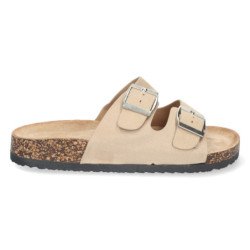 Sandalias planas comodas anatomicas para mujer color beige 1AY-1056