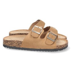 Sandalias planas comodas anatomicas para mujer color camel 1AY-1056