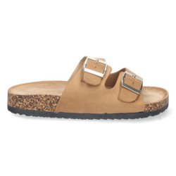 Sandalias planas comodas anatomicas para mujer color camel 1AY-1056