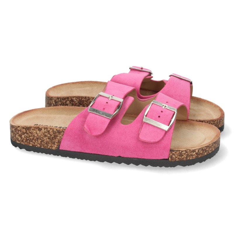 Sandalias planas comodas anatomicas para mujer color fucsia 1AY-1056