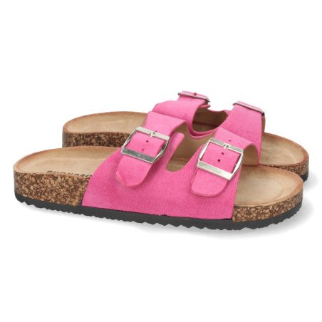 Sandalias planas comodas anatomicas para mujer color fucsia 1AY-1056
