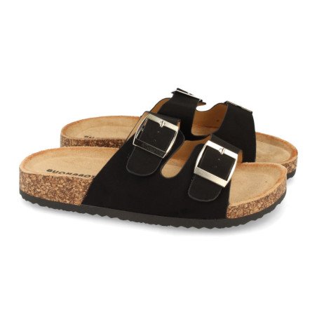 Sandalias planas comodas anatomicas para mujer color negro 1AY-1056