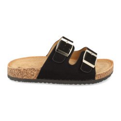 Sandalias planas comodas anatomicas para mujer color negro 1AY-1056