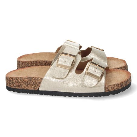 Sandalias doradas planas comodas anatomicas para mujer 1AY-1056
