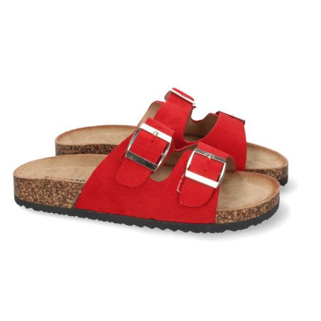 Sandalias planas comodas anatomicas para mujer color rojo 1AY-1056
