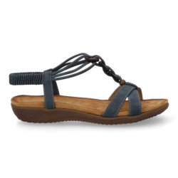 Sandalias planas comodas para mujer adornos color azul AF-5261