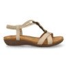 Sandalias planas comodas para mujer adornos color beige AF-5261