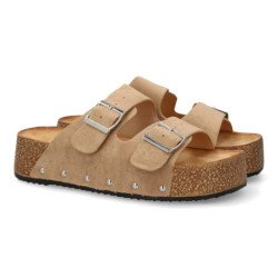 Sandalias de plataformas anatomicas para mujer color kaki L-5323