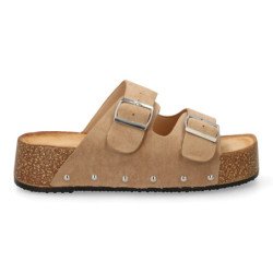 Sandalias de plataformas anatomicas para mujer color kaki L-5323