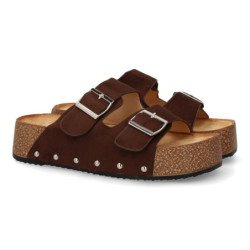 Sandalias de plataformas anatomicas para mujer color marron L-5323