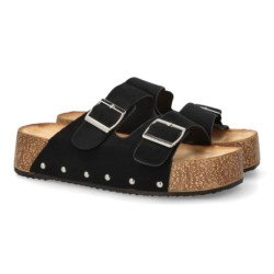 Sandalias de plataformas anatomicas para mujer color negro L-5323