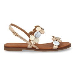 Sandalias planas comodas para mujer color champan W-5289