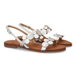 Sandalias plateadas planas comodas para mujer W-5289