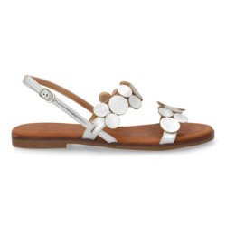 Sandalias plateadas planas comodas para mujer W-5289
