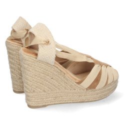 Sandalia de cuña alta mujer color camel