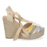 Sandalia cuña alta en yute lazos para mujer multicolor 1A-1561