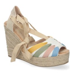 Sandalia cuña alta en yute lazos para mujer multicolor 1A-1561