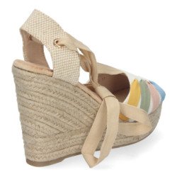 Sandalia cuña alta en yute lazos para mujer multicolor 1A-1561