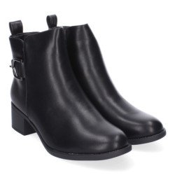Botines de tacón bajo negros elegantes de vestir para mujer 2409