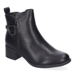 Botines de tacón bajo negros elegantes de vestir para mujer 2409