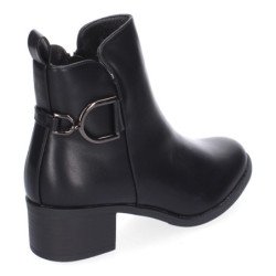 Botines de tacón bajo negros elegantes de vestir para mujer 2409