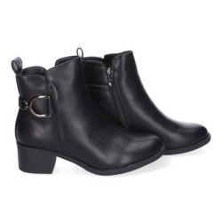 Botines de tacón bajo negros elegantes de vestir para mujer 2409