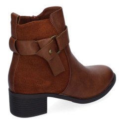 Botines de tacón bajo cómodos elegantes para mujer color camel 2412
