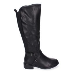 Botas altas negras tacón bajo elegantes cómodas para mujer 2415
