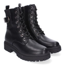 Botas militares cómodas hebilla para mujer color negro 2418