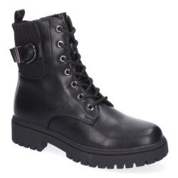 Botas militares cómodas hebilla para mujer color negro 2418