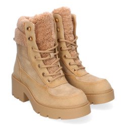 Botas estilo leñador con borreguillo para mujer color kaki 2421