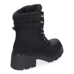 Botas estilo leñador con borreguillo para mujer color negro 2421