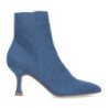 Botines denim de tacon bajo con punta fina y cremallera mujer color jeans