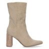 Botines con tacon medio de strass y punta fina mujer color beige