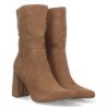 Botines con tacon medio de strass y punta fina mujer color camel