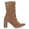 Botines con tacon medio de strass y punta fina mujer color camel