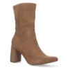 Botines con tacon medio de strass y punta fina mujer color camel