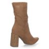 Botines con tacon medio de strass y punta fina mujer color camel