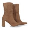 Botines con tacon medio de strass y punta fina mujer color camel