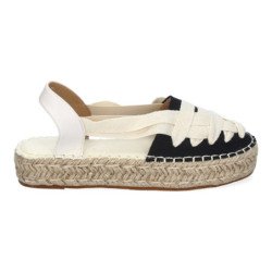 Alpargatas planas en yute estilo valenciana para mujer negro 3U18