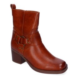 Botines de tacón medio estilo motero mujer color camel 4320