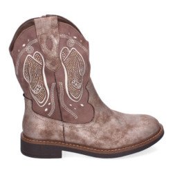 Botas planas estilo vaqueros para mujer color marrón 7925