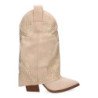 Botines de tacón cómodo estilo campero polaina para mujer color beige 9657A